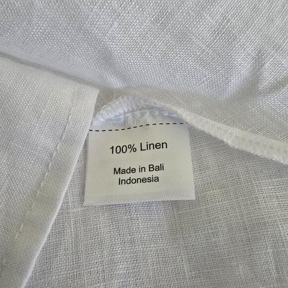 Julie Miles A-Line Frill Linen Dress Womens Medium White Sleeveless - Picture 12 of 13